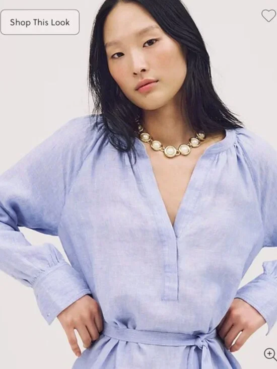 J. Crew Cabana Linen Dress. French Blue Full Slip. Pockets XS. NWT. $169.00 MSRP - Picture 5 of 8